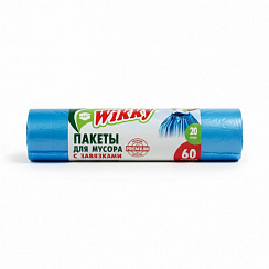 Пакеты для мусора с завязками 60 л. 20 шт "Премиум" ТМ «WIKKY»